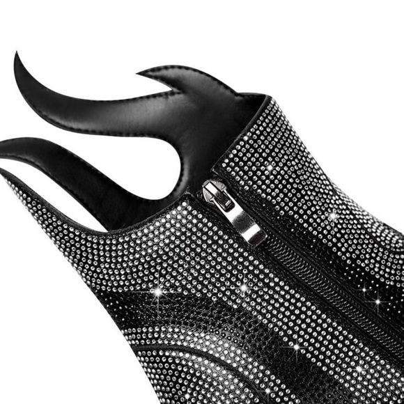 Glamorous Rhinestone Black Western Boots - Picture 3 of 12